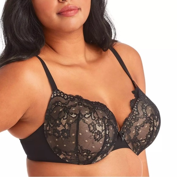 MAIDENFORM LOVE THE LIFT PUSH UP & IN UNDERWIRE BRA BLACK & NUDE 34D - Picture 3 of 9
